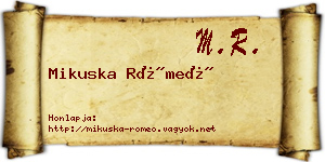 Mikuska Rómeó névjegykártya